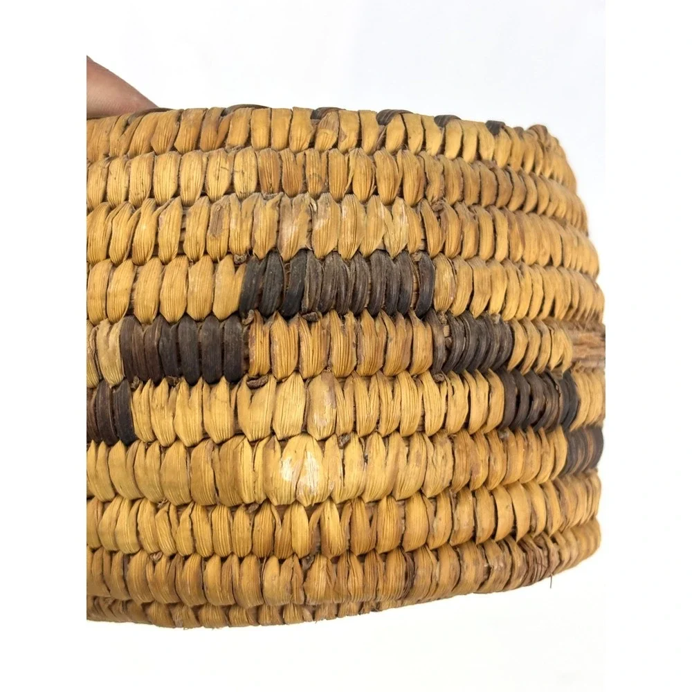 Vintage‎ Southwest Papago Style Coiled Basket Bowl Handwoven Yucca Fiber